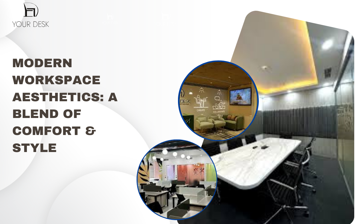 Smart office interior with cutting-edge technology, flexible workstations, and premium décor.