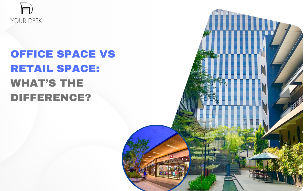 Office space vs retail space comparison showing layout and functionality differences.