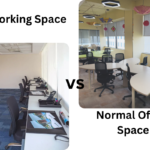 Visual comparison of coworking space vs normal office space